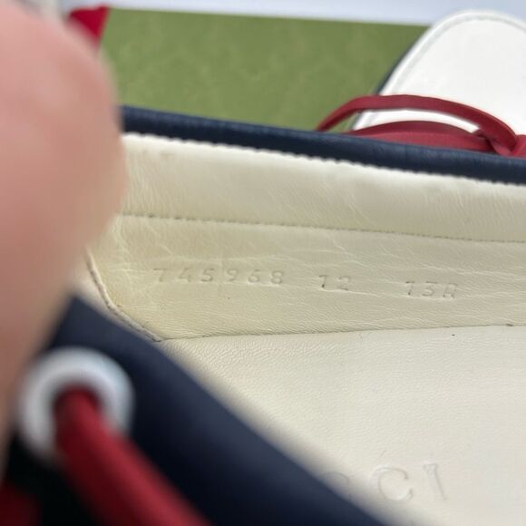 Men’s Gucc calf Leather GG embossed boat shoes size 12 made in Italy - Picture 6 of 9